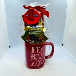 Rae Dunn Up To Snow Good Red Mug Ghiradelli Christmas Gift Set Magenta NOS NIP